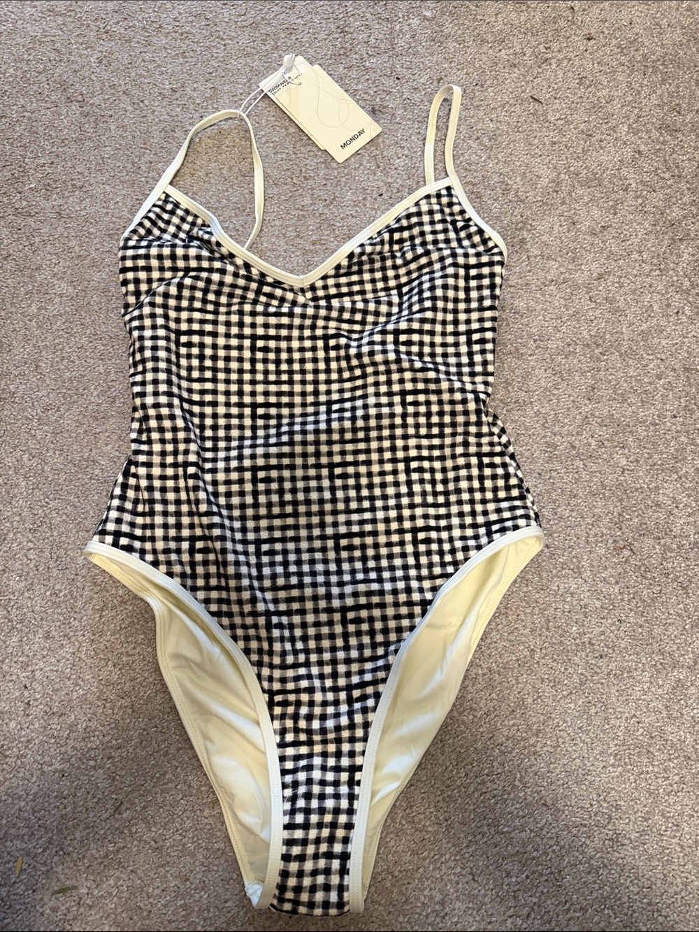 Monday Swimwear Black and White Gingham One-Piece Swimsuit - Picture 3 of 3